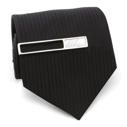 Die cut mother of pearl tie clip side profile, gift for him