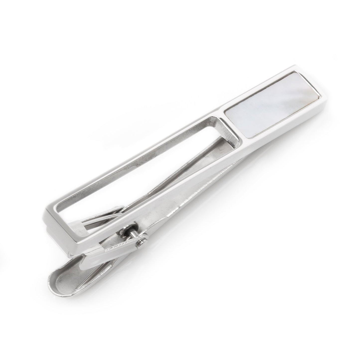 Die Cut Mother of Pearl Stainless Steel Tie Clip - groomsmen wedding gift