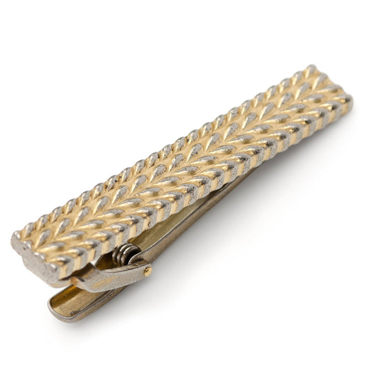 Antique Gold Herringbone Tie Clip - personalized groomsmen gift