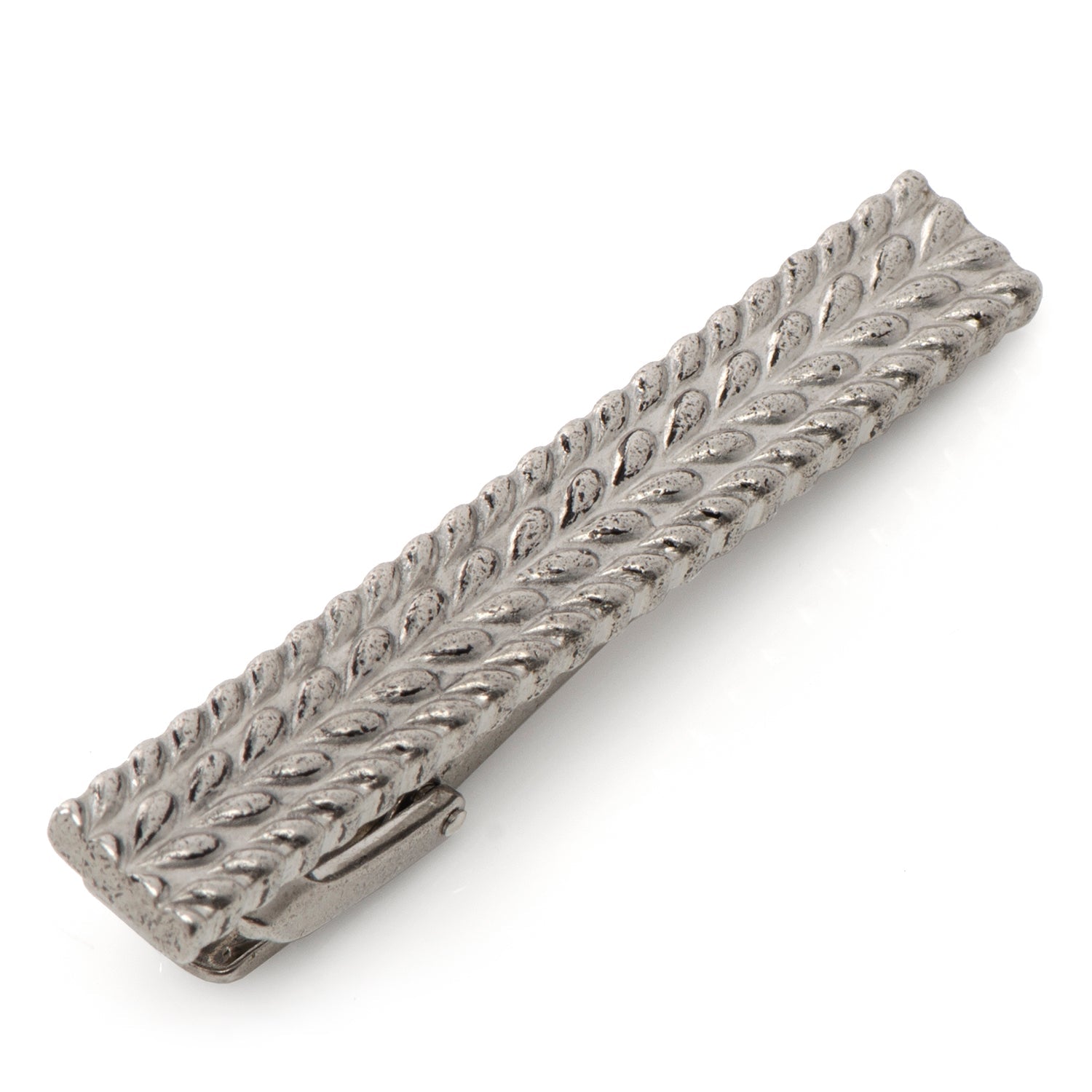 Antique silver herringbone tie clip - classic groomsmen wedding accessory