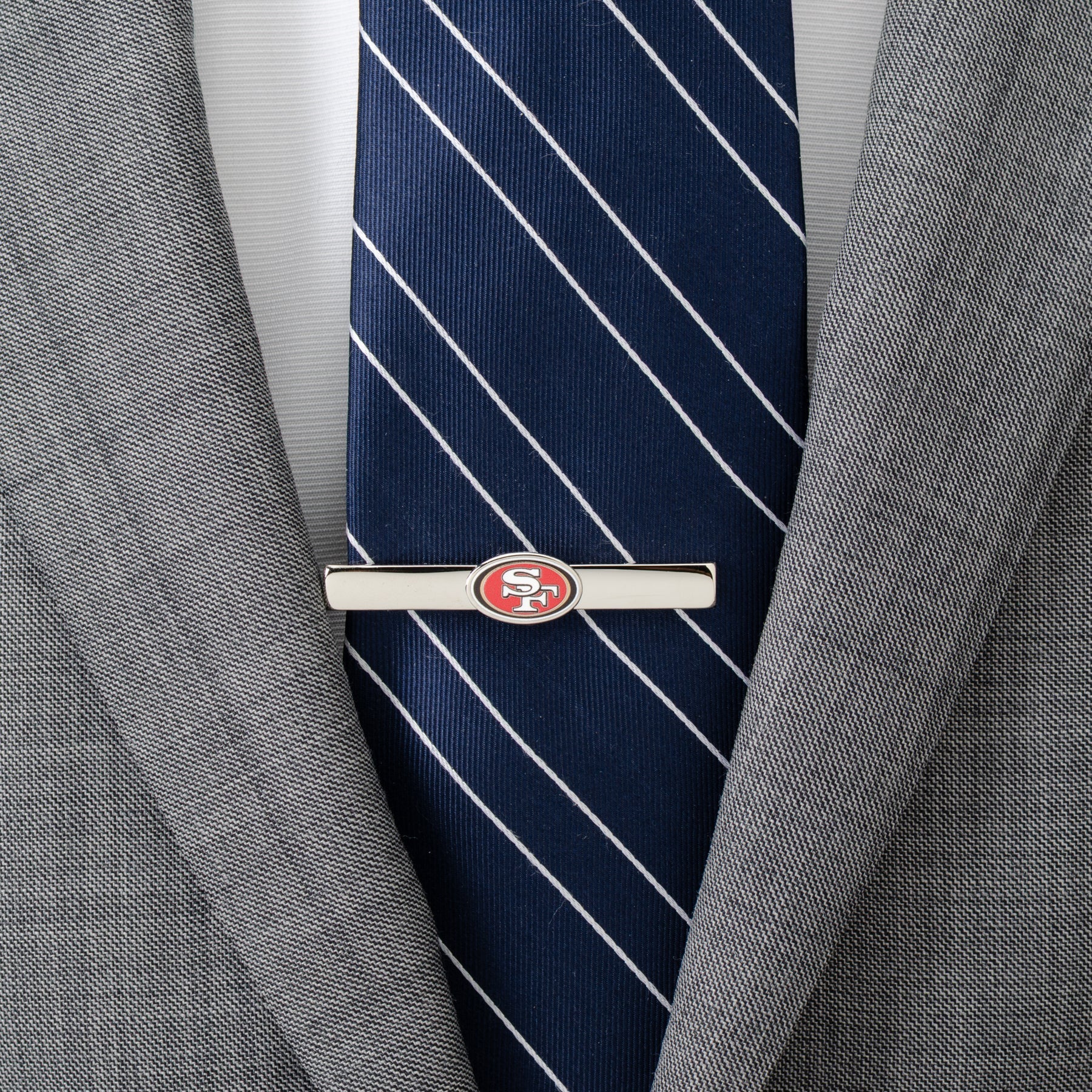 San Francisco 49ers logo silver tie clip NFL fan gift view 1