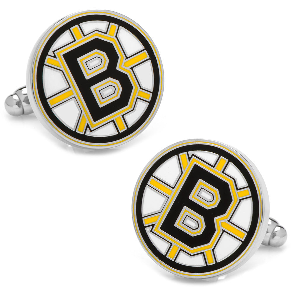 Bruins tie clip on necktie close-up, hockey fan gift for him
