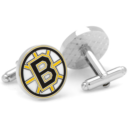 Boston Bruins cufflink and tie clip gift set arrangement, NHL fan
