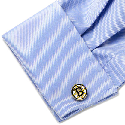 Boston Bruins cufflinks gift packaging, NHL fan gift for him