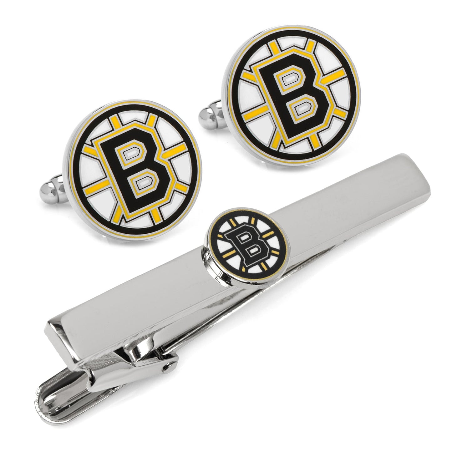 NHL Boston Bruins Cufflinks and Tie Clip Gift Set - hockey fan gift