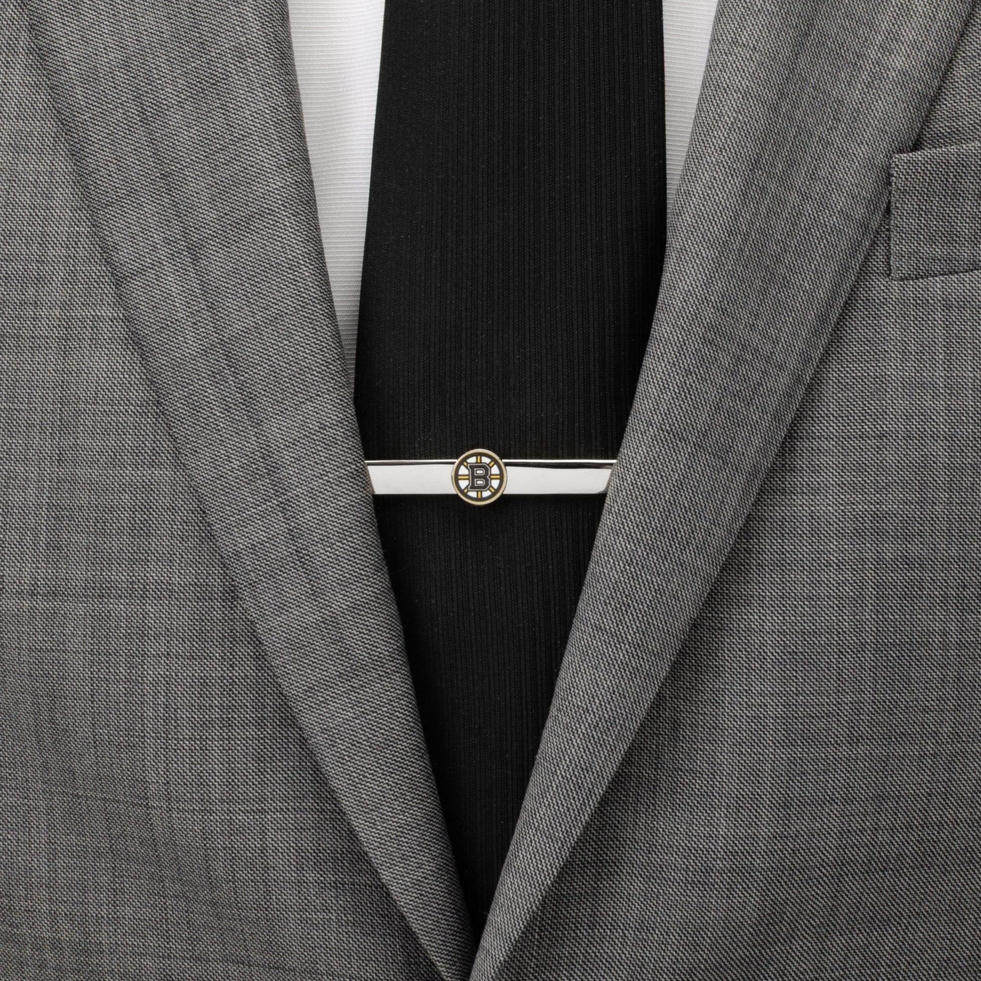 Boston Bruins logo silver tie clip NHL fan gift view 1
