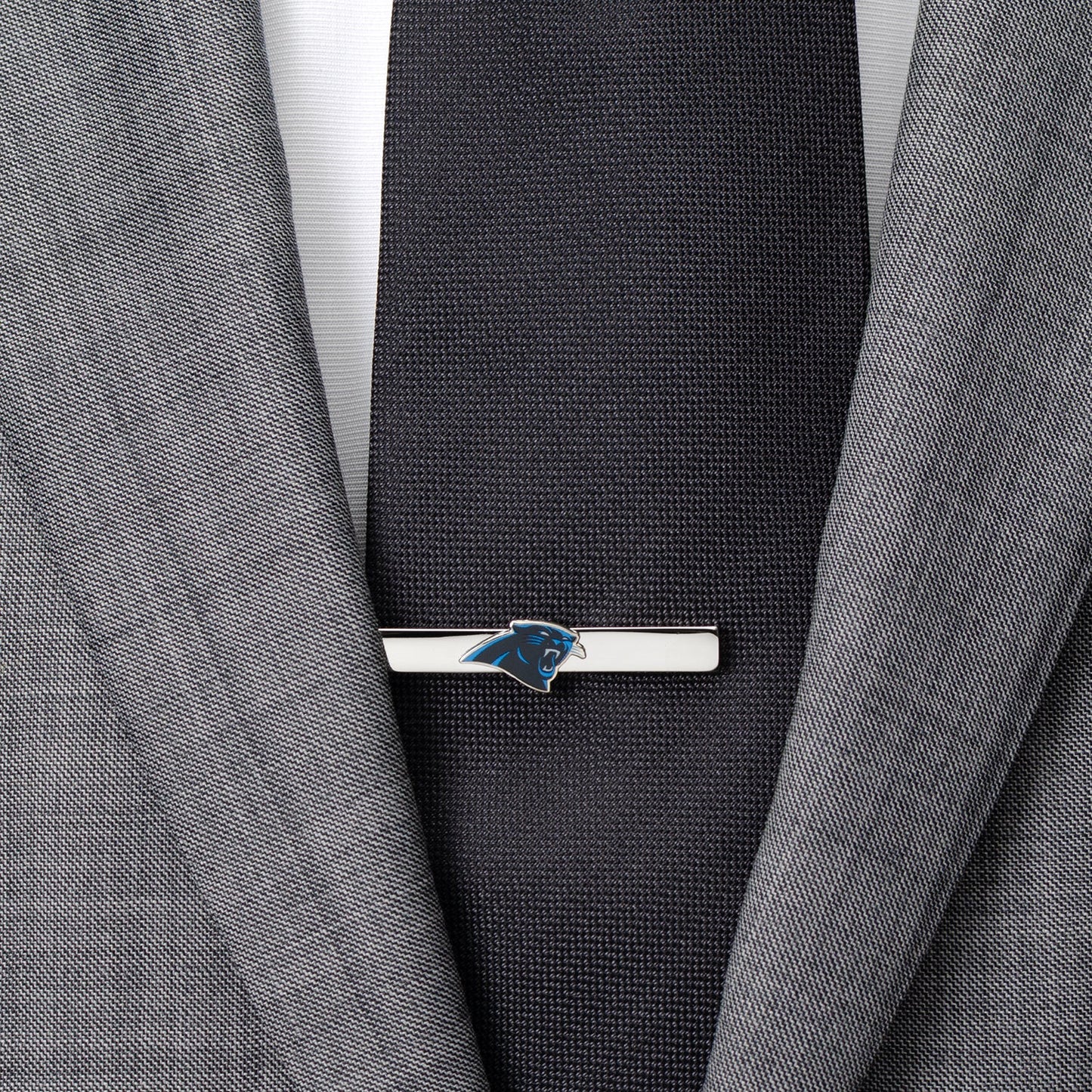 Carolina Panthers logo enamel silver tie clip NFL fan gift view 1