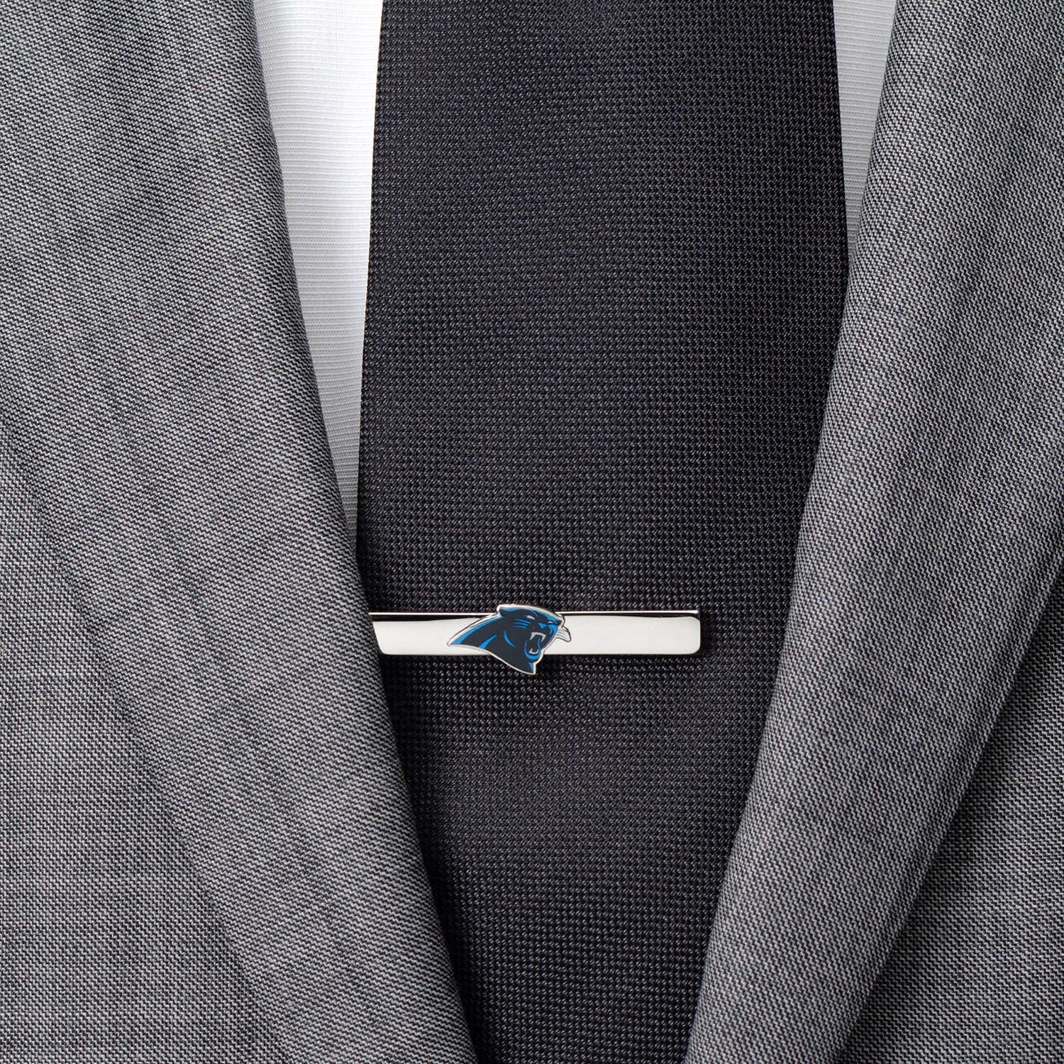 Carolina Panthers logo enamel silver tie clip NFL fan gift view 1