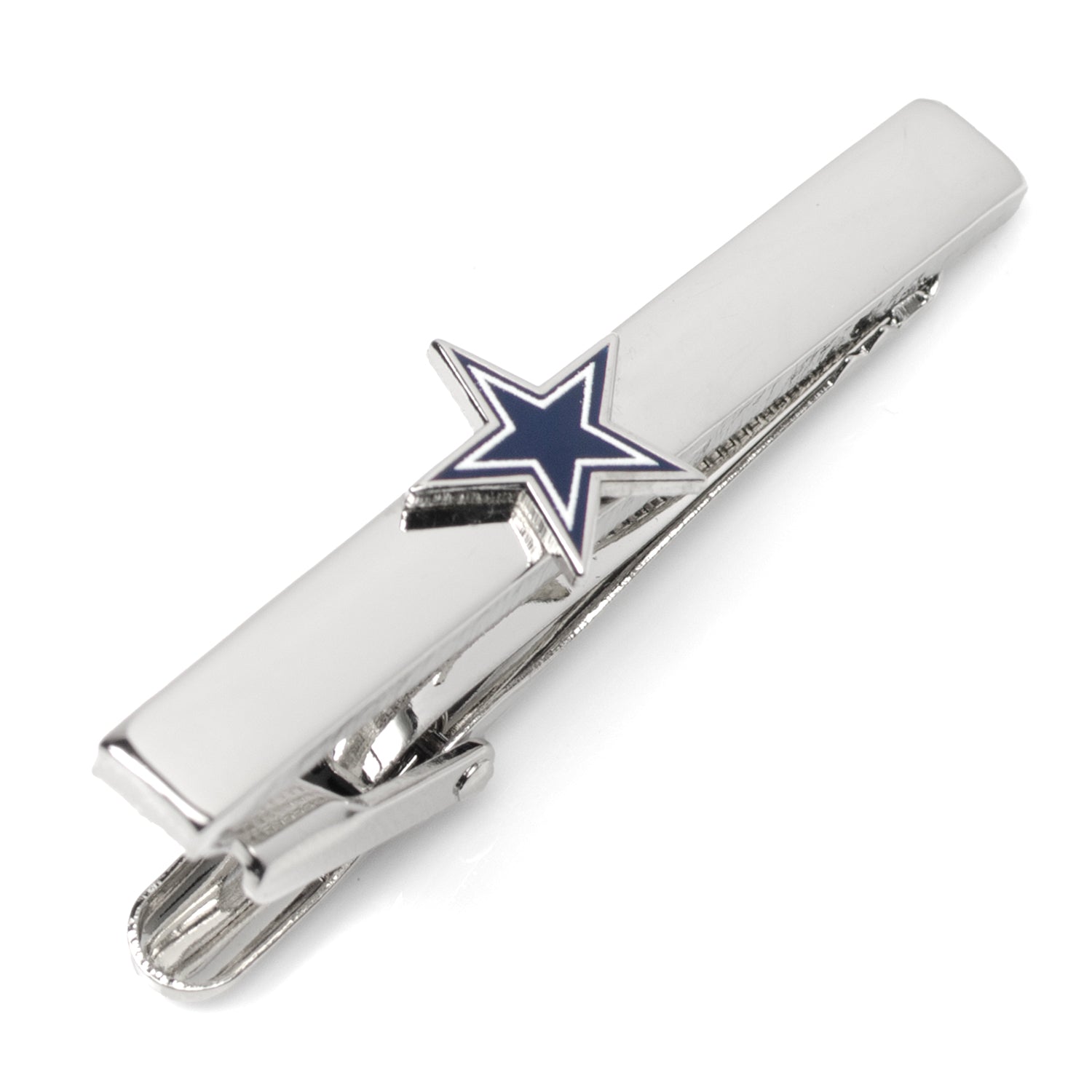 Cowboys tie clip detail view, Dallas football fan gift for him