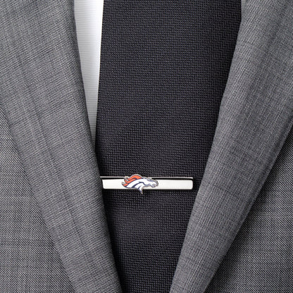 Denver Broncos logo enamel silver tie clip NFL fan gift view 1