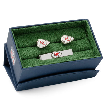 Kansas City Chiefs arrowhead cufflinks angle view, NFL fan gift