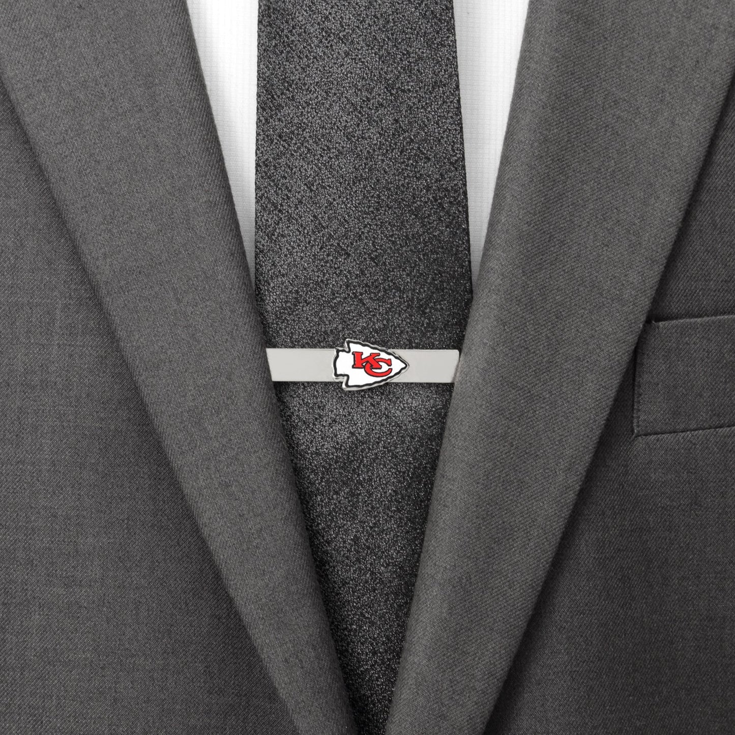 Chiefs logo cufflink close-up, officially licensed NFL gift