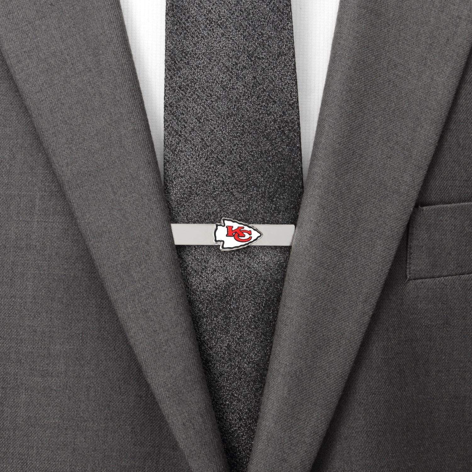 Chiefs logo cufflink close-up, officially licensed NFL gift