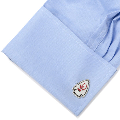 Kansas City Chiefs cufflink and tie clip gift set arrangement, NFL fan