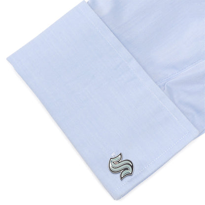 Kraken team logo cufflinks detail, officially licensed NHL gift