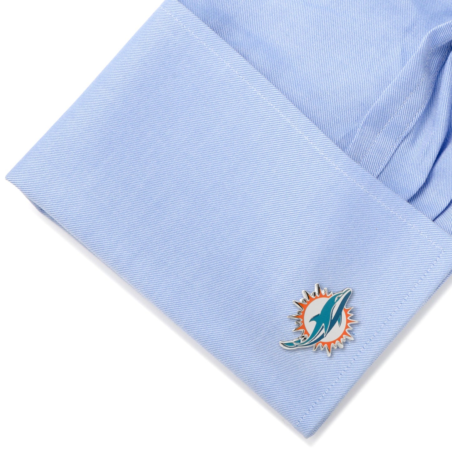 Dolphins tie clip on necktie close-up, football fan gift
