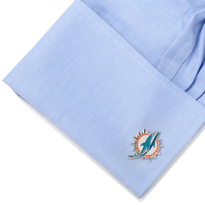 Dolphins tie clip on necktie close-up, football fan gift