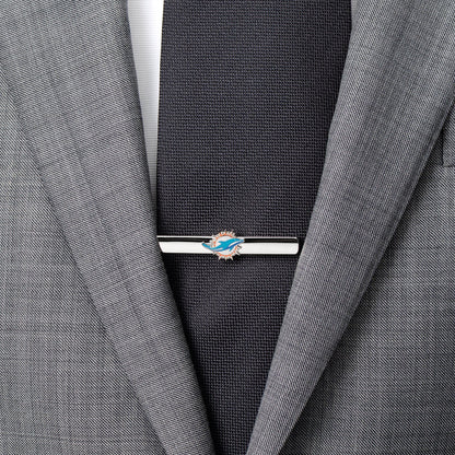 Miami Dolphins logo silver-plated tie clip NFL fan gift view 1
