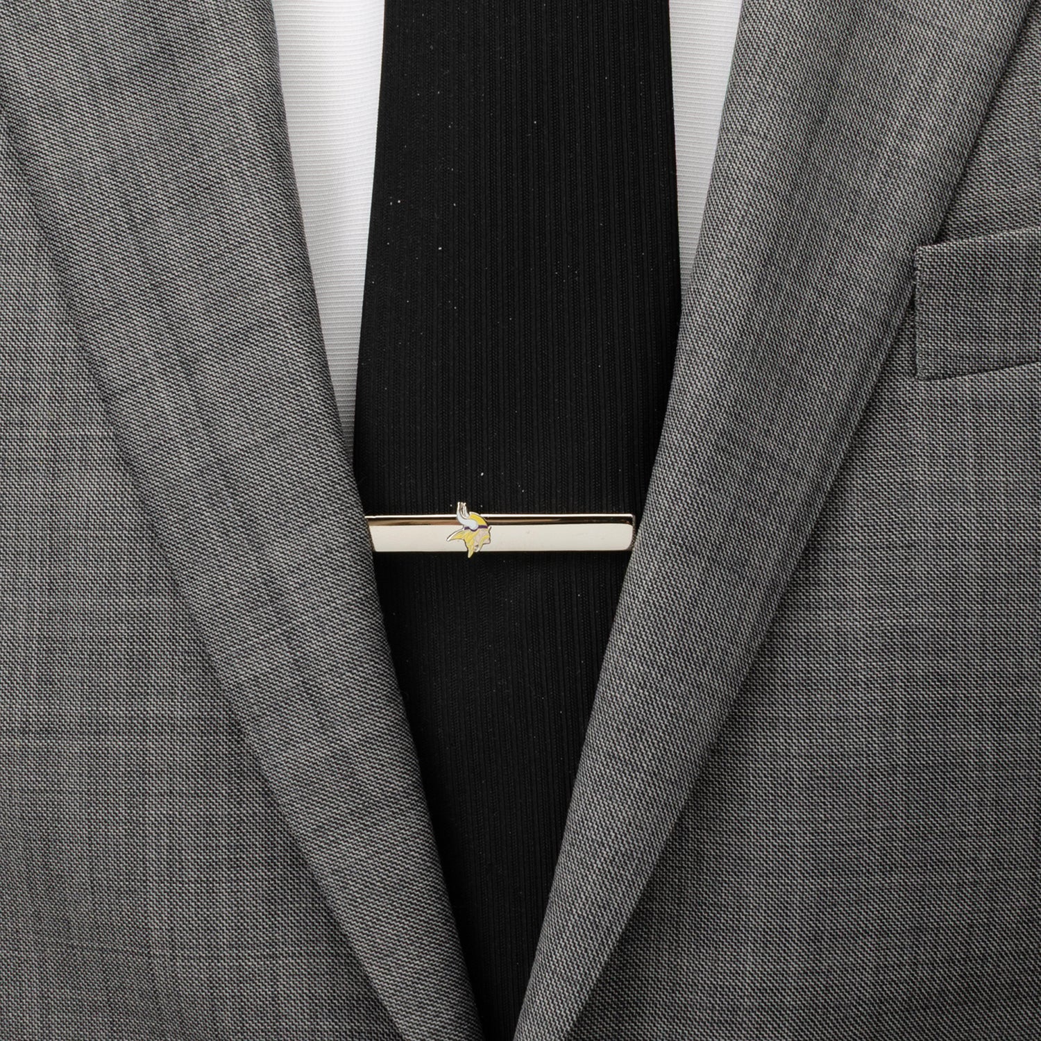 Vikings tie clip on necktie close-up, football fan gift
