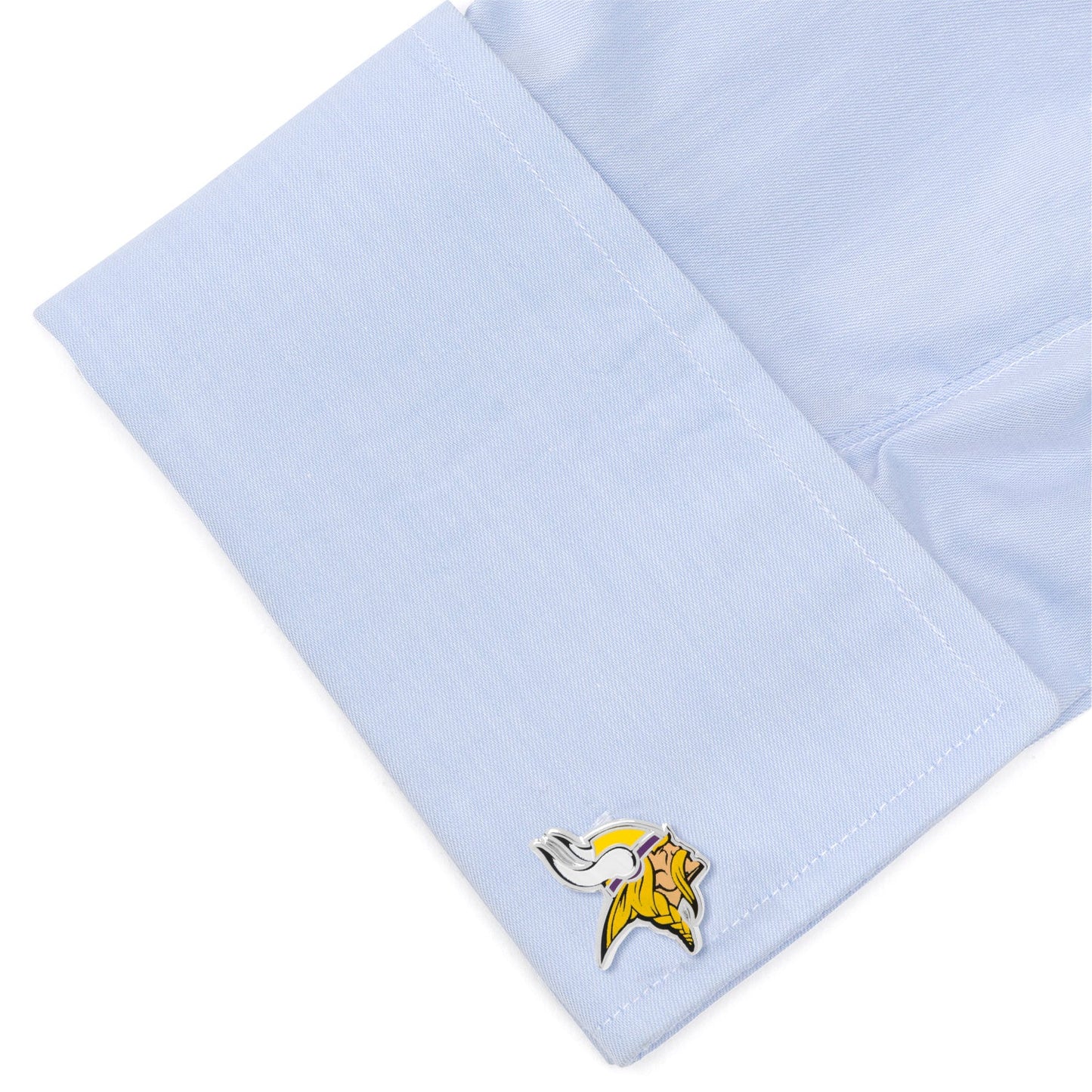Vikings cufflinks alternate detail view, NFL Minnesota fan gift