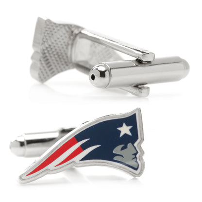 Patriots cufflinks and tie clip on dress shirt, NFL fan gift for him