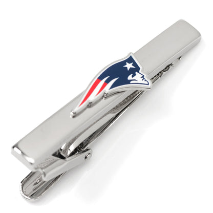 Patriots tie clip on necktie close-up, football fan gift