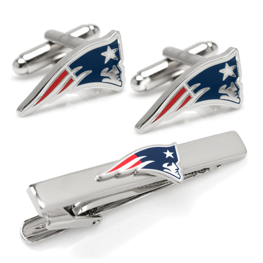 NFL New England Patriots Cufflinks and Tie Clip Gift Set - football fan gift