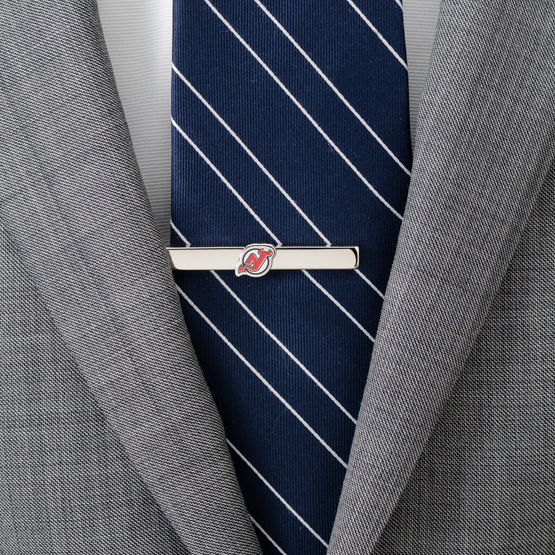 New Jersey Devils logo silver tie clip NHL fan gift view 1