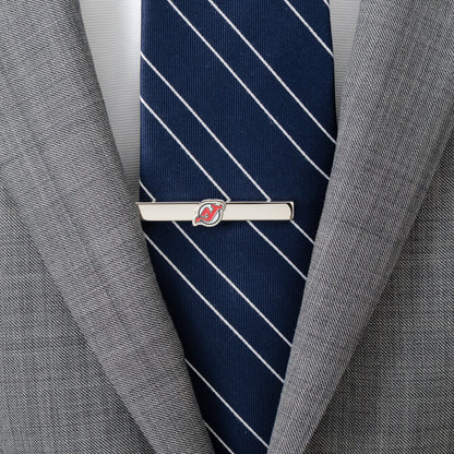 New Jersey Devils logo silver tie clip NHL fan gift view 1