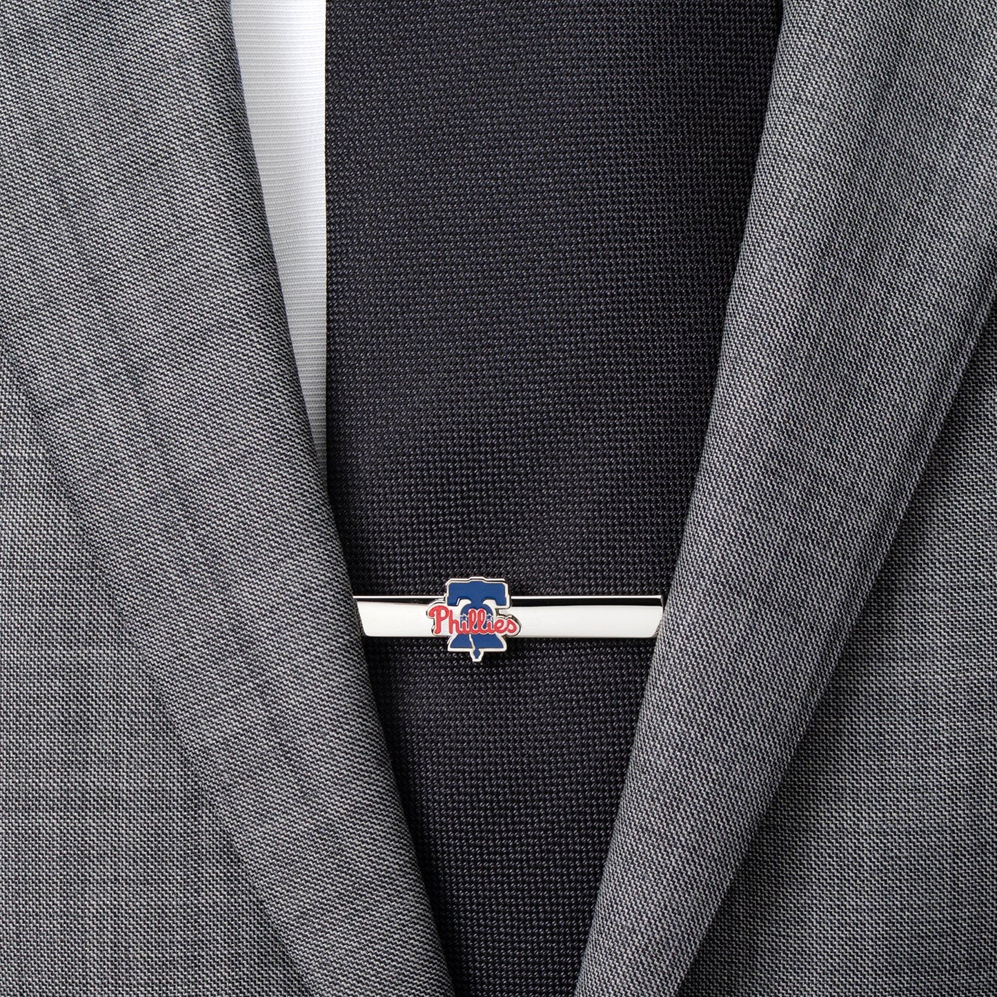 Phillies team logo silver tone tie clip MLB fan gift view 1