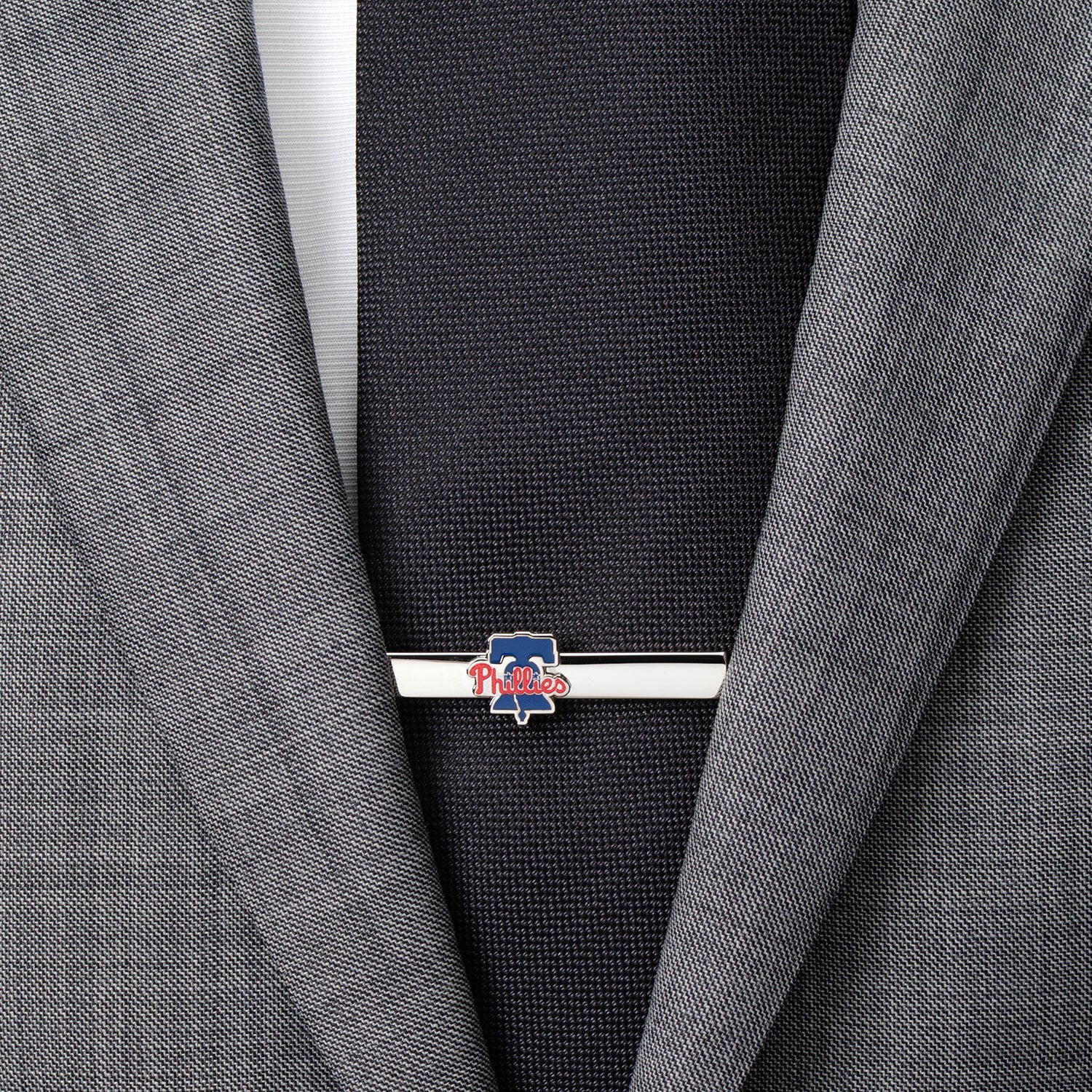 Phillies team logo silver tone tie clip MLB fan gift view 1