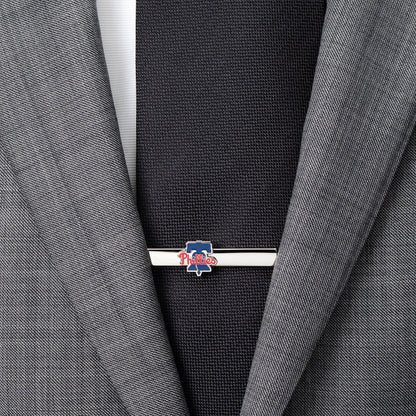 Phillies team logo silver tone tie clip MLB fan gift view 1