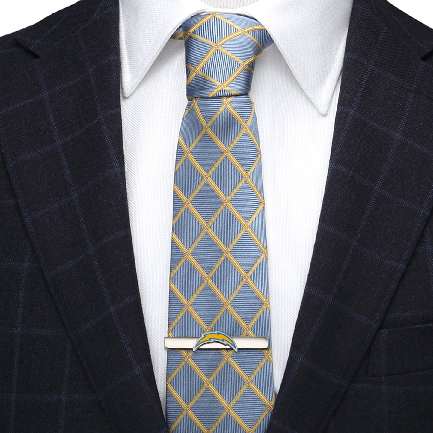 LA Chargers logo silver-plated tie bar NFL fan gift view 1
