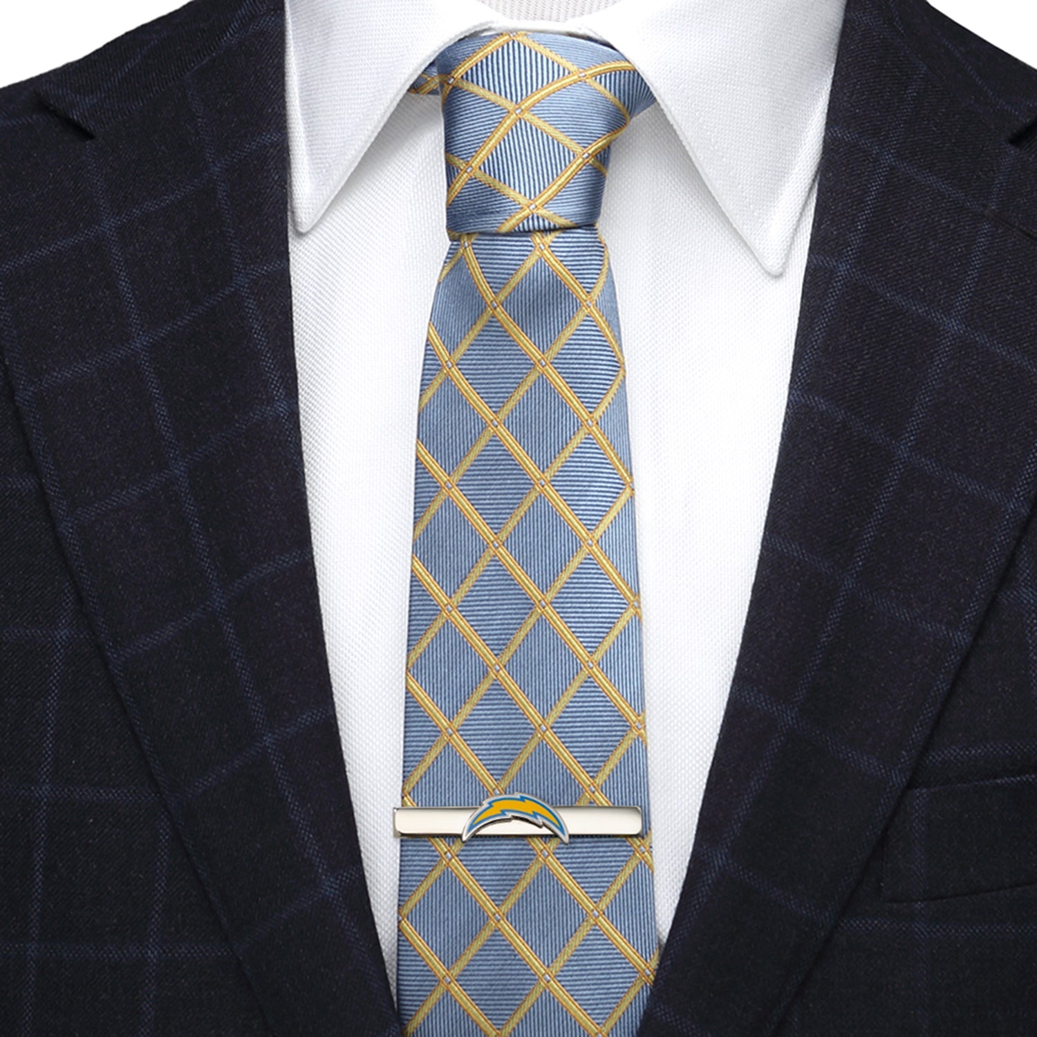 LA Chargers logo silver-plated tie bar NFL fan gift view 1