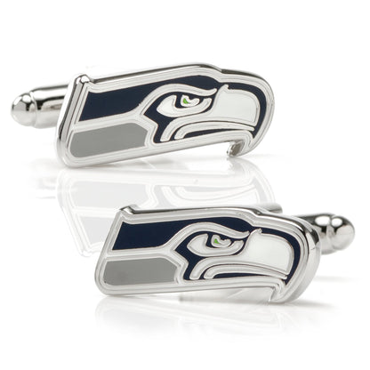 Seattle Seahawks cufflink and tie clip gift set arrangement, NFL fan