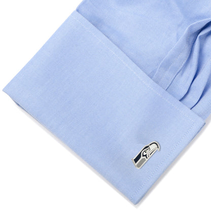 Seahawks cufflinks alternate detail view, NFL Seattle fan gift