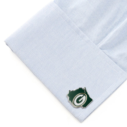 NFL Green Bay Packers State Shaped Cufflinks