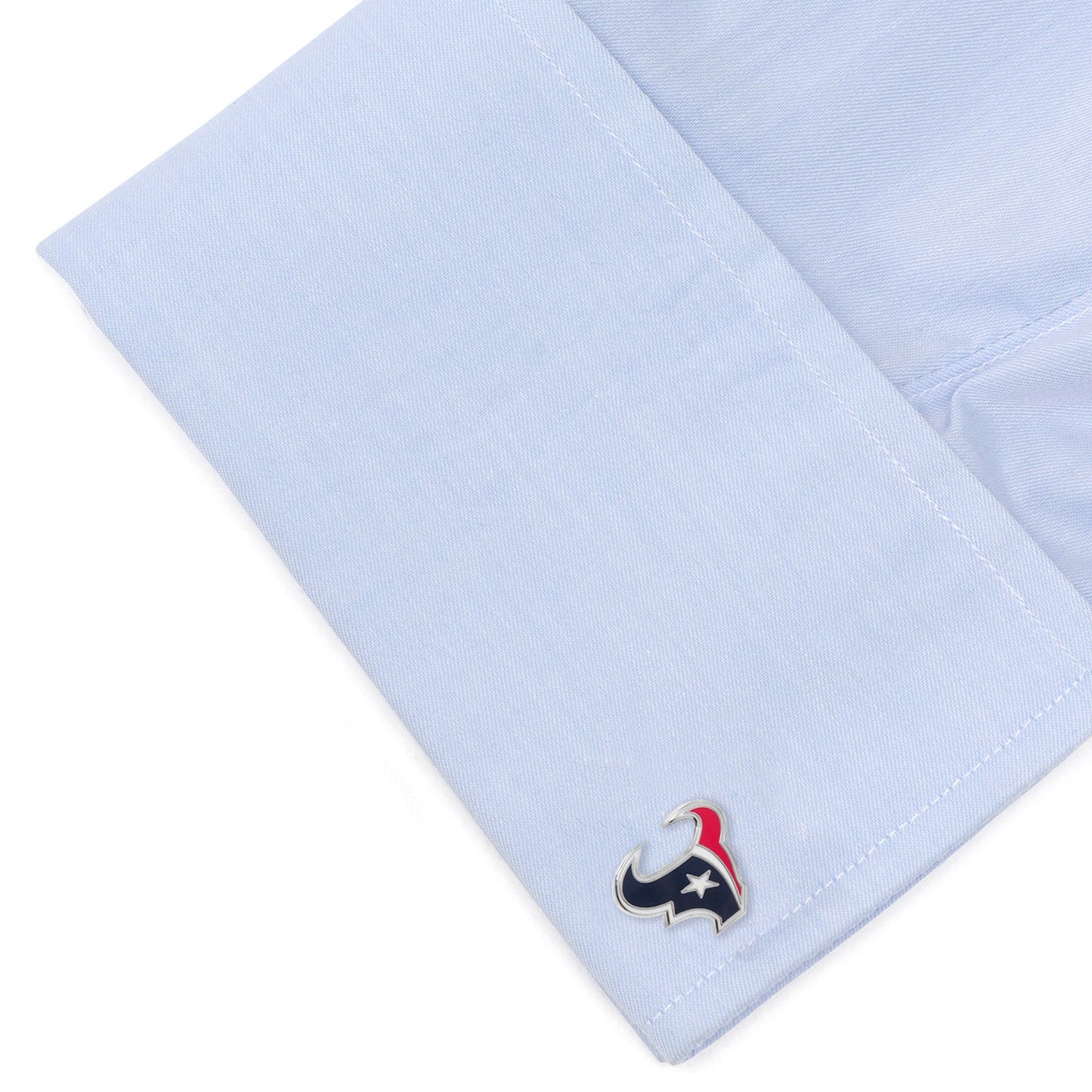 Texans cufflinks and tie clip on dress shirt, NFL fan gift for him