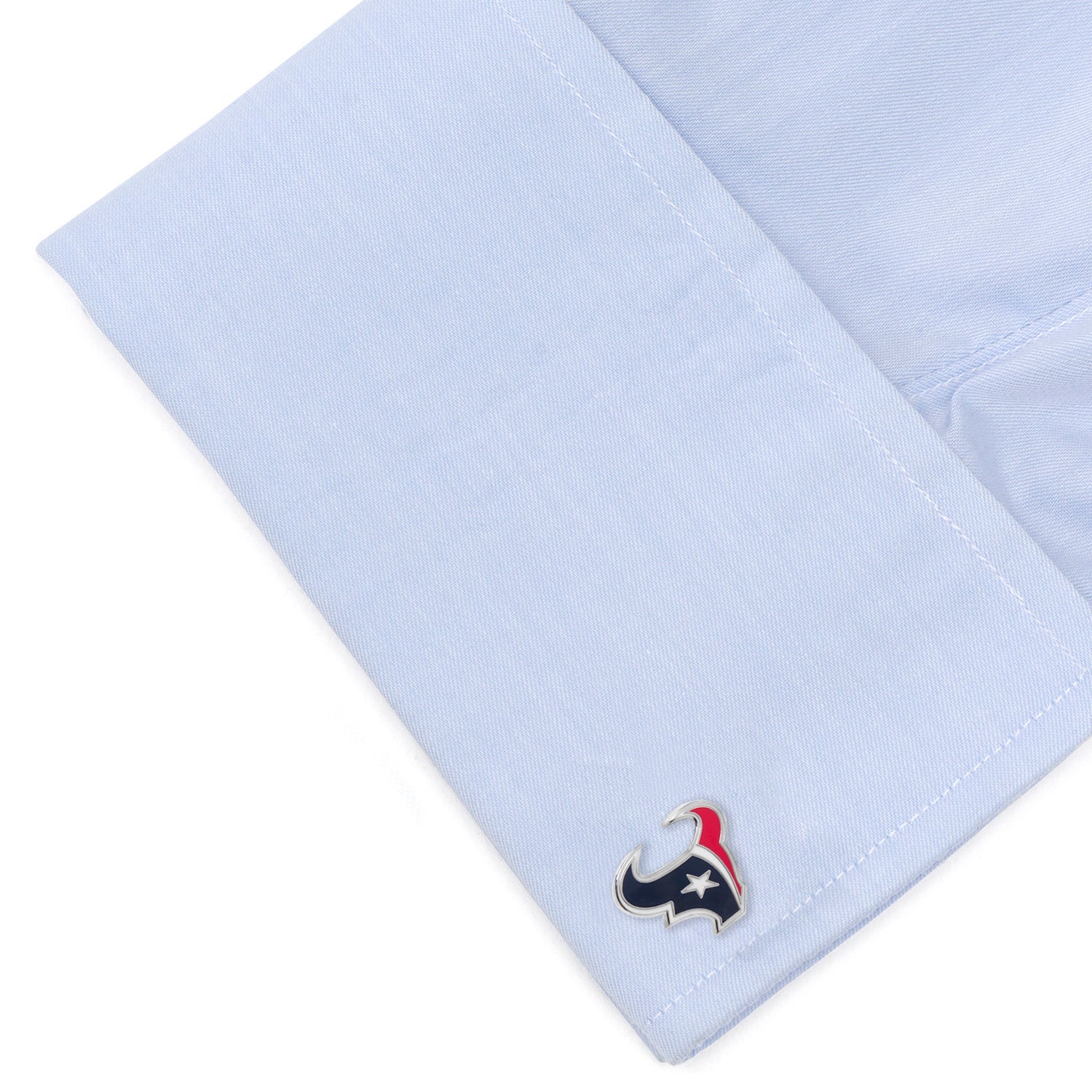 Texans cufflinks and tie clip on dress shirt, NFL fan gift for him