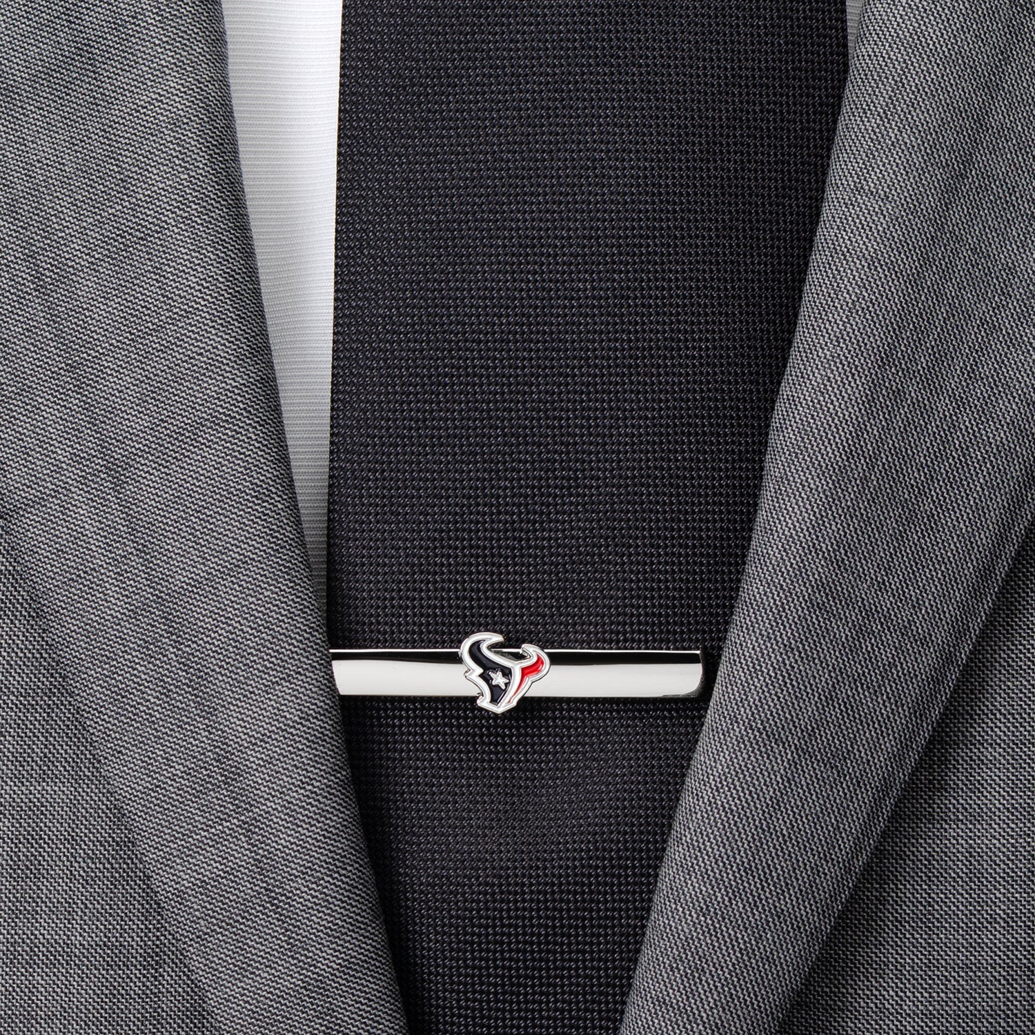 Houston Texans logo silver-plated tie clip NFL fan gift view 1