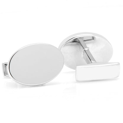 Engraved Precious Moments Sterling Silver Oval Cufflinks