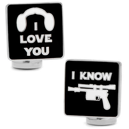 Star Wars Princess Leia and Han Solo "I Love You / I Know" Icon Cufflinks