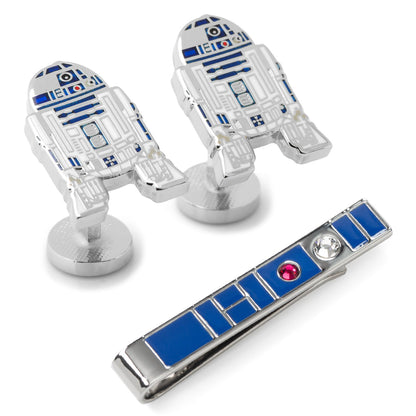 Star Wars R2-D2 Cufflinks and Blue Tie Bar Gift Set - fan gift for him