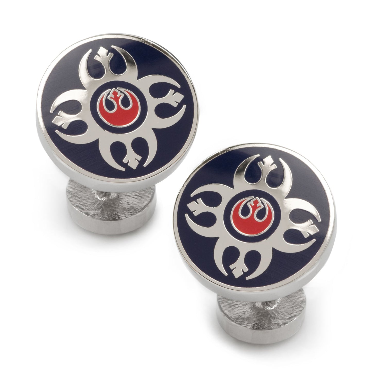 Rebel Alliance starbird crest cufflinks close-up, Star Wars fan gift
