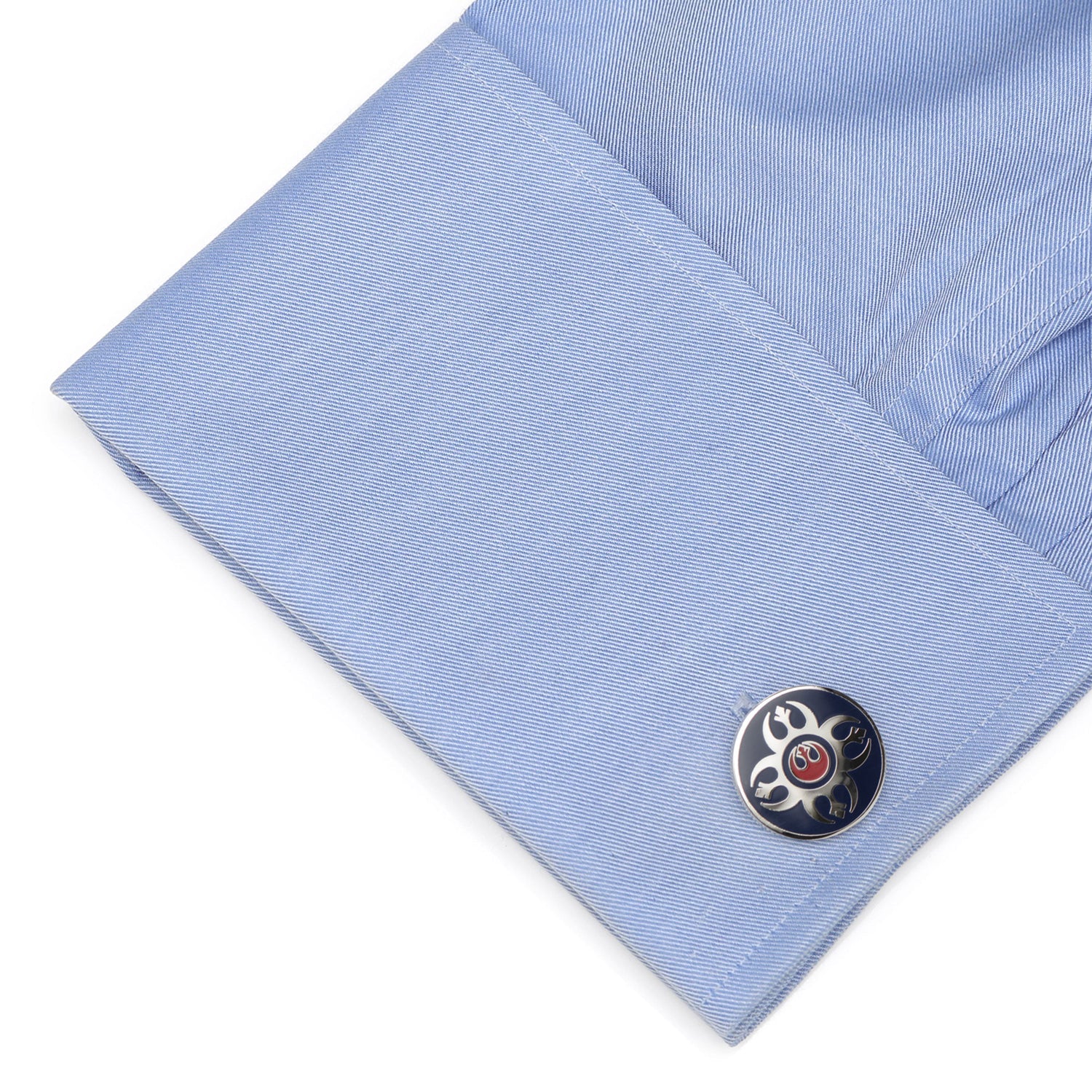 Rebel Alliance cufflinks back view with logo backing, gift for him