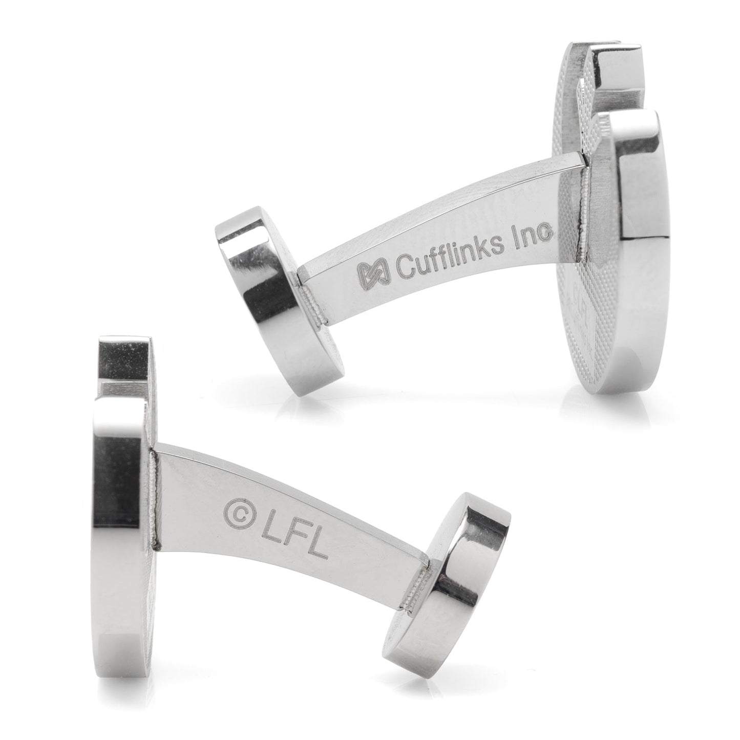 Rebel crest stainless steel cufflinks on shirt cuff, officially licensed