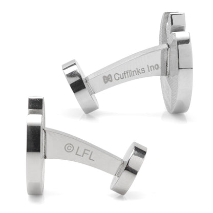 Rebel crest stainless steel cufflinks on shirt cuff, officially licensed