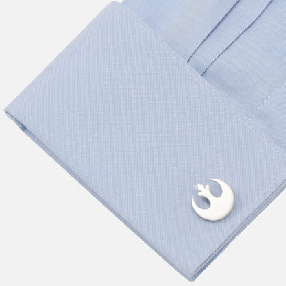 Rebel Alliance steel cufflinks detail view, Star Wars collector gift