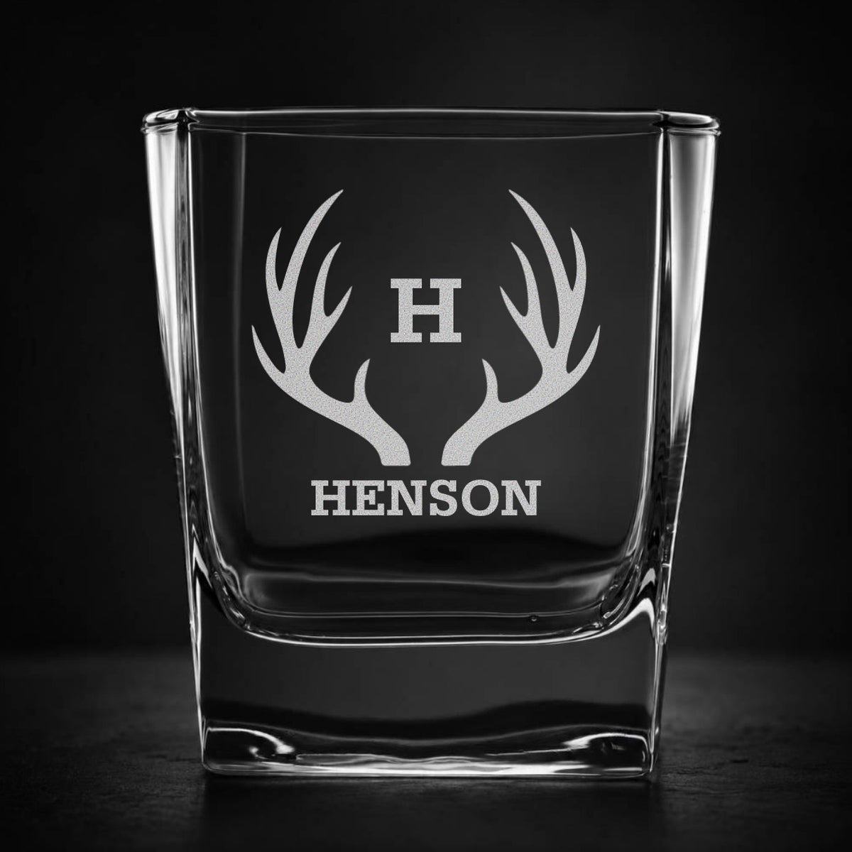 Engraved Square Whiskey Glass