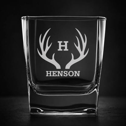 Engraved Square Whiskey Glass